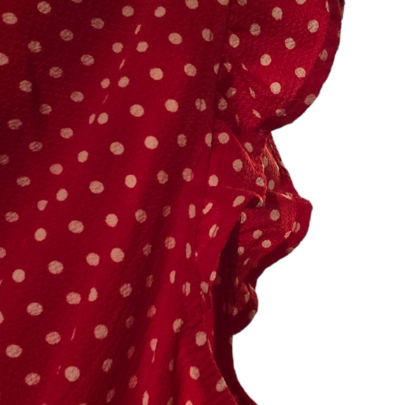 Monteau Faux Wrap Peplum Top. Red w/White polka dots Excellent Condition Size XL - Picture 4 of 6